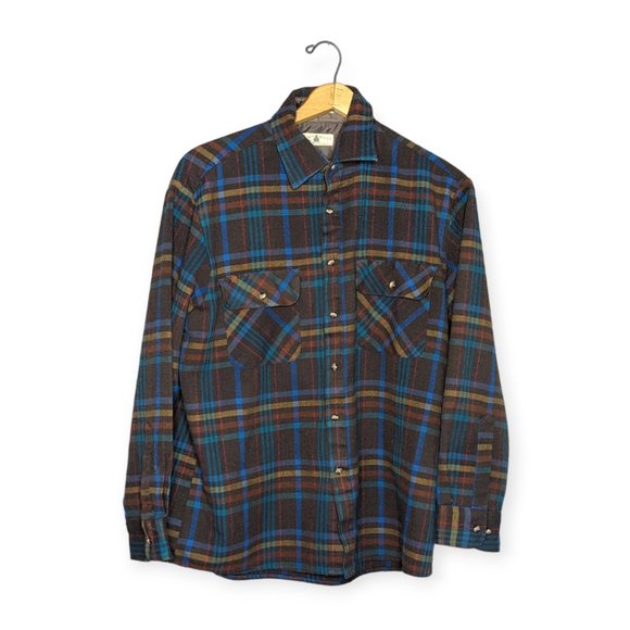 Vintage Northwest Territory Flannel Plaid Button Front Shirt Size Large - Picture 1 of 13